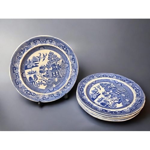 323 - A collection of 19th century English plates & platters.Including six Spode B&W plates, C1830... 