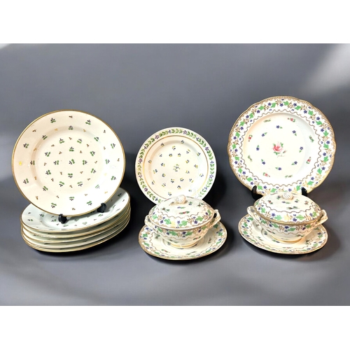 326 - A collection of 19th century 'Angouleme Sprig' pattern porcelain.Including French & Derby exampl... 