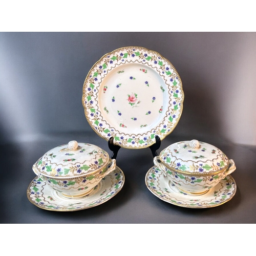 326 - A collection of 19th century 'Angouleme Sprig' pattern porcelain.Including French & Derby exampl... 