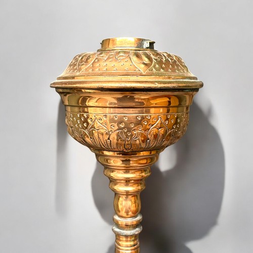 271 - A 19th century Hinks & sons copper standard oil lamp.Height - 155cm