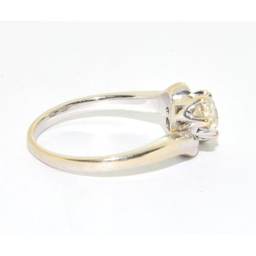 381 - 18ct white gold ladies 3 stone diamond twist ring Hall marked in the ring as diamond at 1ct size N