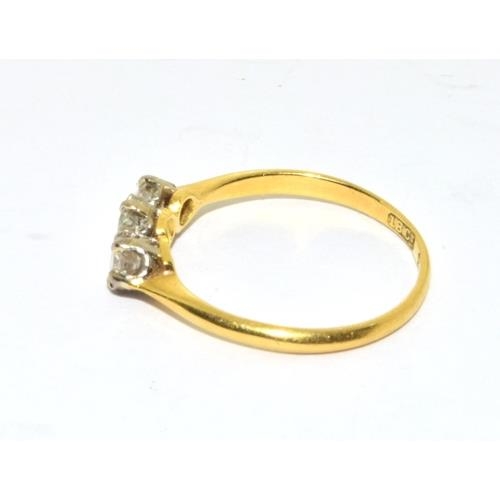 356 - 18ct gold and Platinum ladies 3 stone Diamond trilogy ring approx 0.25ct size M