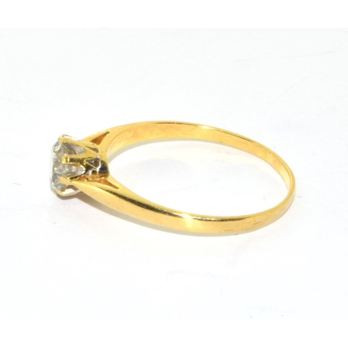 18 - 18ct yellow gold ladies diamond solitaire ring of approx 0.50ct hall marked as diamond in ring size ... 