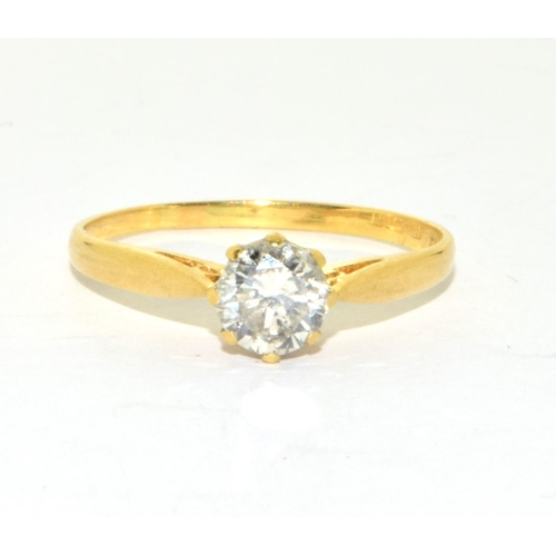 18 - 18ct yellow gold ladies diamond solitaire ring of approx 0.50ct hall marked as diamond in ring size ... 