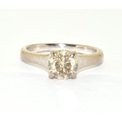 301 - 18ct white gold ladies Diamond solitaire ring of approx 1.35ct size O