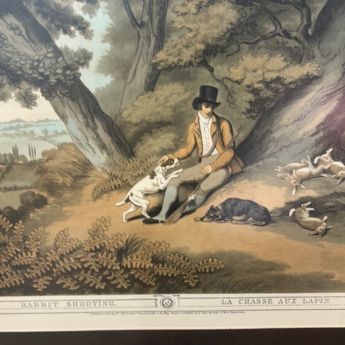 90 - 
Set of antique hunting prints, hand-colored engravings. Titles: 