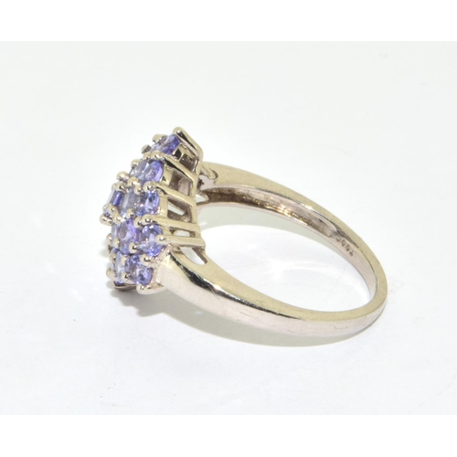 335 - Vintage natural Tanzanite and silver cluster ring size O