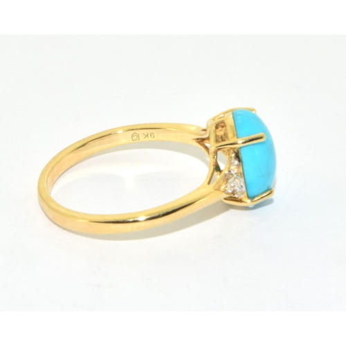 340 - Natural Turquoise and 9ct gold ring size O 2.3grms