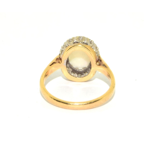 350 - Natural Opal and Diamond cluster ring in 9ct gold 3.3grms 