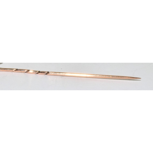 370 - Antique gold and diamond trilogy stick pin 