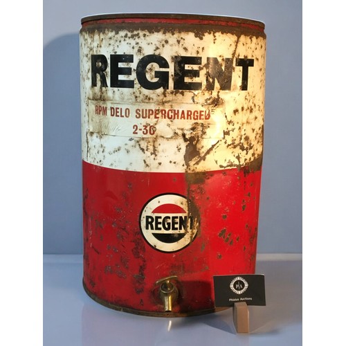 421 - Automobilia - Vintage Regent Oil Company RPM Delo Supercharged 2-3020l Oil Drum with original Brass ... 