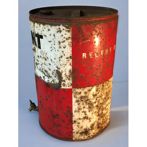 421 - Automobilia - Vintage Regent Oil Company RPM Delo Supercharged 2-3020l Oil Drum with original Brass ... 