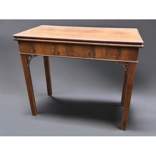 401 - Circa 1910 Mahogany and Oak Folding Card Table, Revealing Green Baize Playing Surface and Carved Det... 