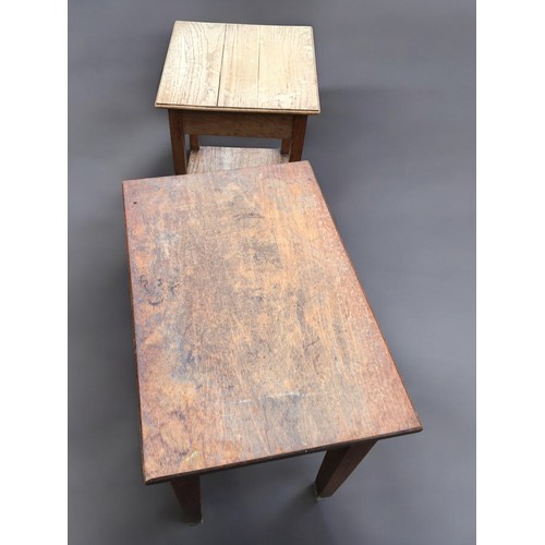 399 - 1940's Oak Utilitarian Side tables x 2 one hand made by John Bloore.