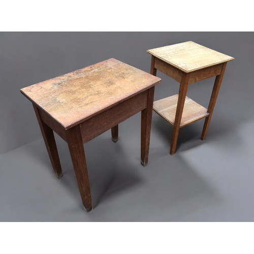 399 - 1940's Oak Utilitarian Side tables x 2 one hand made by John Bloore.