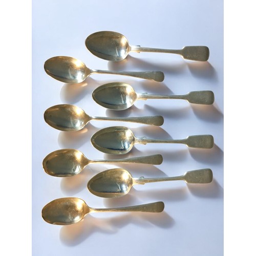 185 - Victorian and Later Silver Hall marked Teaspoons, 4 x London 1876 and 4 x Sheffield 1936. 205g.