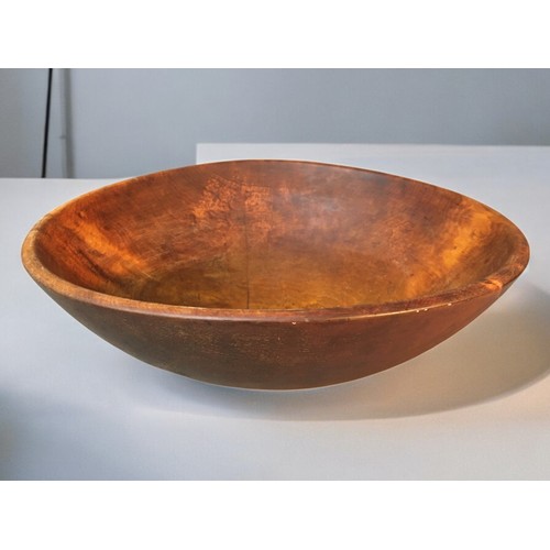 39 - Two Large Hand Carved/Turned Vintage Treen Bowls.Largest 43cn dia x 14cm High