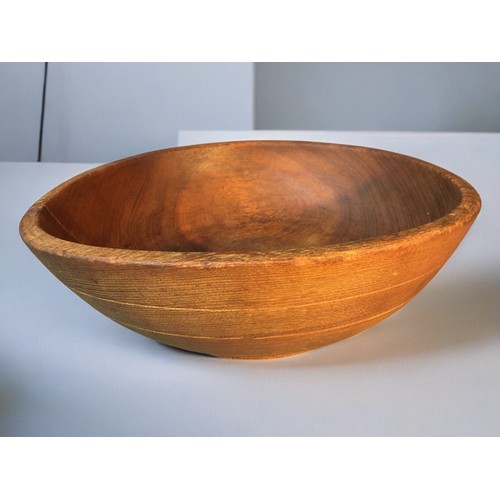 39 - Two Large Hand Carved/Turned Vintage Treen Bowls.Largest 43cn dia x 14cm High