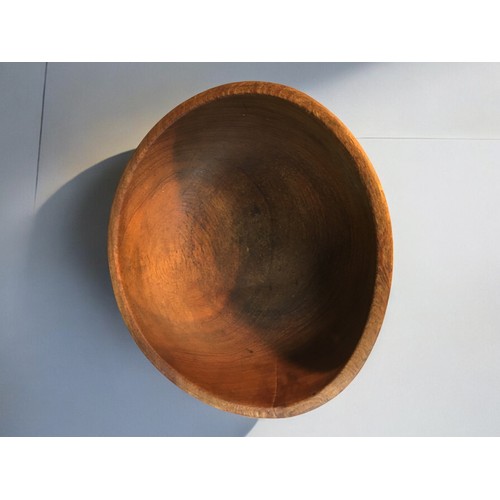 39 - Two Large Hand Carved/Turned Vintage Treen Bowls.Largest 43cn dia x 14cm High