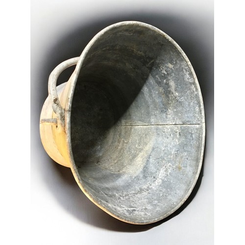 420 - Large Pair of Vintage Heavy Gauge Galvanized Coal Buckets and a Similarly aged Bucket. Riveted handl... 