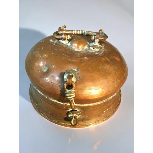 85 - Middle Eastern 19th Century Copper Spice Box, Middle Eastern and other Brass containers etc