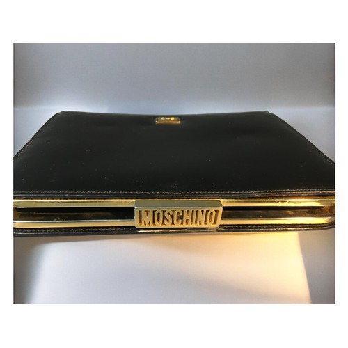 84 - Moschino Gloss Black Clutch/Hand Bag and 2 other Vintage Clutch/Hand Bags one in Snake skin the othe... 