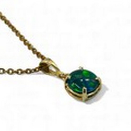 205 - A 9ct Gold & black Opal pendant necklace.