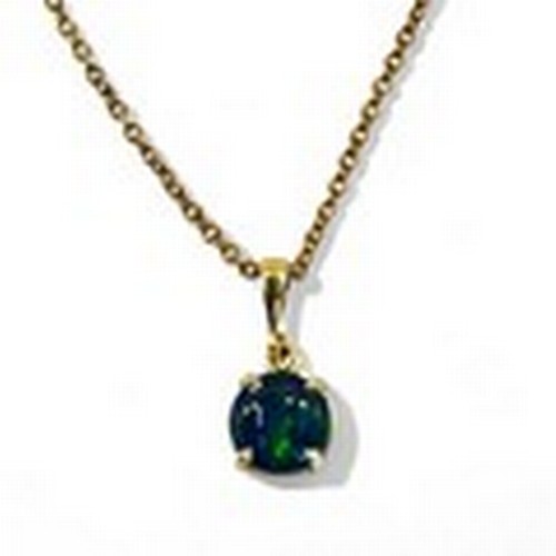 210 - A 9ct Gold & black Opal pendant necklace.