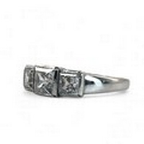 290 - A 9ct white Gold trilogy ring.Set with three square cut CZ's.Size - MWeight - 3g