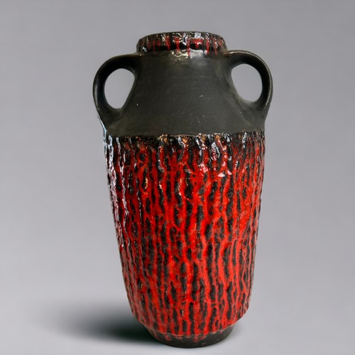 144 - A large retro West German Fat-lava pottery vase.By Carstens-Tönnieshof.Red & black ground, with ... 