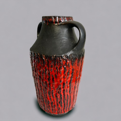 144 - A large retro West German Fat-lava pottery vase.By Carstens-Tönnieshof.Red & black ground, with ... 