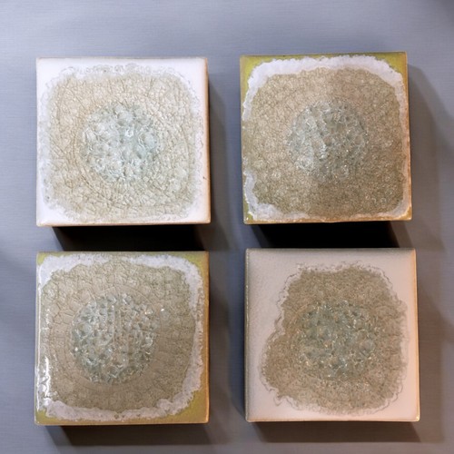 19 - Large Modernist Studio Ware Charger Signed, and 7 x Anthropologie Ceramic and Molten Glass Tiles.