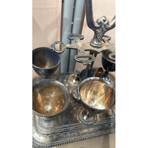 153 - Collection of vintage silver-plated flatware and goblets. Features tarnished patina, ornate details,... 