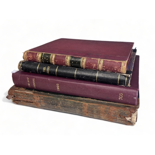 284 - A COLLECTION OF FOUR ANTIQUE ART REFERENCE BOOKS.
Including two copies of 'The art Journal', 'The Ar... 