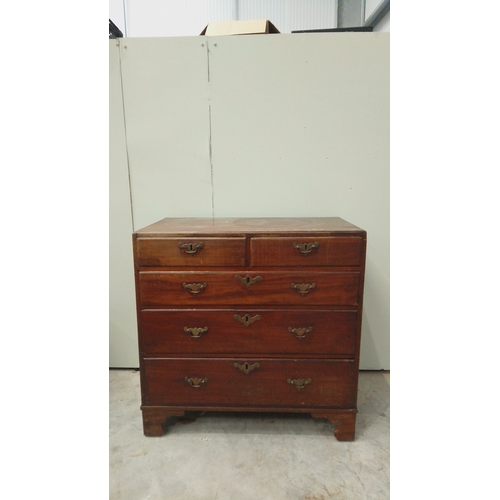 145 - Georgian mahogany chest of drawers, five graduated drawers, brass handles, bracket feet, from the ea... 