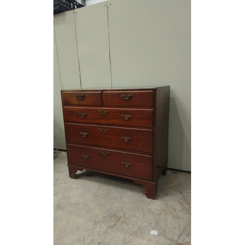 145 - Georgian mahogany chest of drawers, five graduated drawers, brass handles, bracket feet, from the ea... 