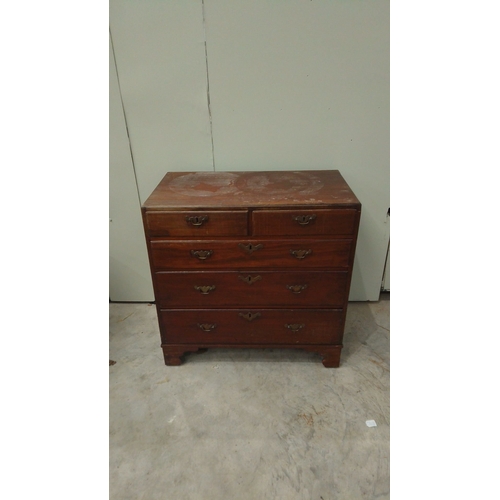 145 - Georgian mahogany chest of drawers, five graduated drawers, brass handles, bracket feet, from the ea... 