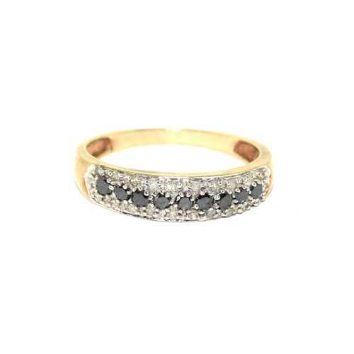 240 - 9ct gold ladies Black Diamond and Diamond ring size P- London Hallmarks - The Genuine Gemstone Compa... 