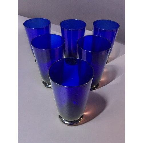 65 - Set of Six Bristol Blue Beakers together with  a good quantity of other Bristol Blue and cobalt Blue... 