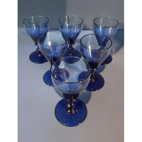 65 - Set of Six Bristol Blue Beakers together with  a good quantity of other Bristol Blue and cobalt Blue... 