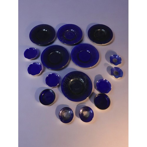 65 - Set of Six Bristol Blue Beakers together with  a good quantity of other Bristol Blue and cobalt Blue... 