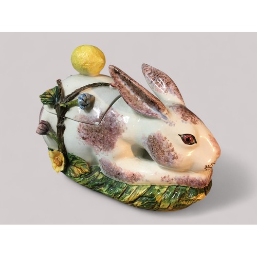 106 - Miscellany of Ceramics - Chinese Mid Century Dog, Royal Doulton, Sandwich Tray, Majolica Rabbit Lidd... 