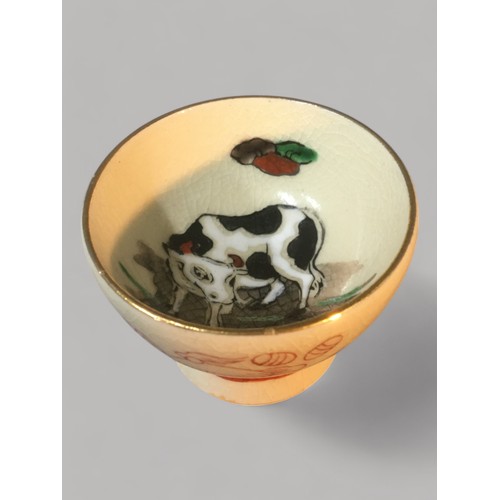 101 - Cased Set of Japanese Soy/Sauce Dip Bowls, each Enameled with a different Zodiac Animal.