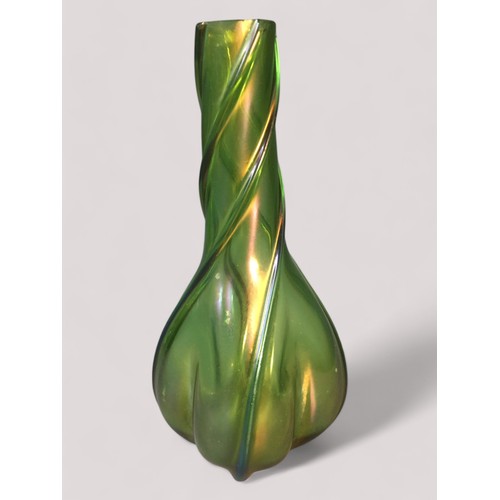 28 - Loetz Style Iridescent Glass to include Spiral Vase.