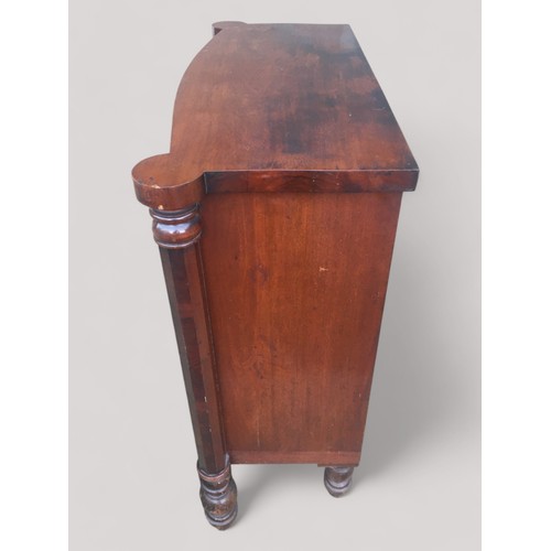 415 - Scottish 2 over 3 Baronial Style Graduated Bow Fronted Chest. Mahogany Flame Veneered Front with Gla... 