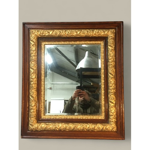 416 - Antique Early 20th Century Bevel Edged Gilt and Wooden Framed Mirror.80cm x 70cm.