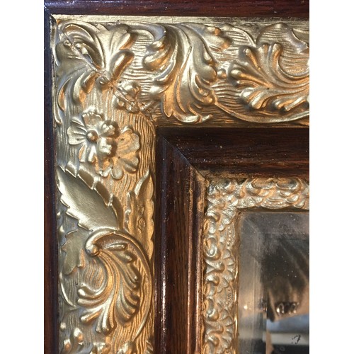 416 - Antique Early 20th Century Bevel Edged Gilt and Wooden Framed Mirror.80cm x 70cm.