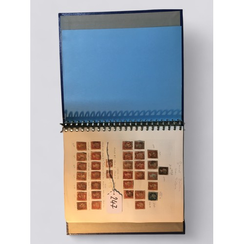 247 - Stamp Album Containing 1840 Penny Black, Penny Reds from 1841, 2 Penny Blue, 1/2 Pennies etc