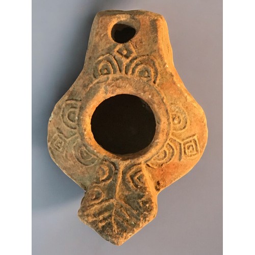 150 - Roman Disc form Red Clay Oil Burning Lamp. Circa 2nd -£rd Century.