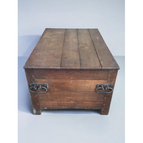 419 - 20th Century Oak Large Coffer/Chest having Iron Fixings (1930-40). Good Size for a Coffee Table!H 59... 